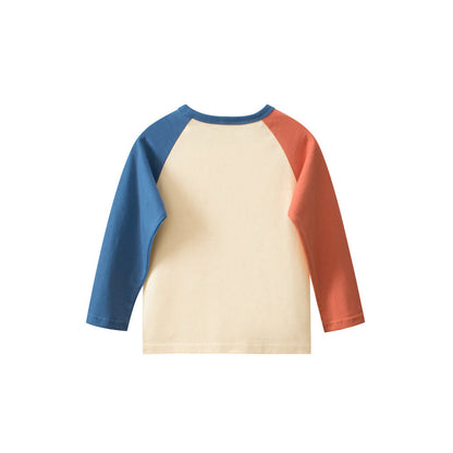MyKids-USA® Baby Boys Cartoon Panda Color Patchwork Long Sleeves Crew Neck Base Top Shirt