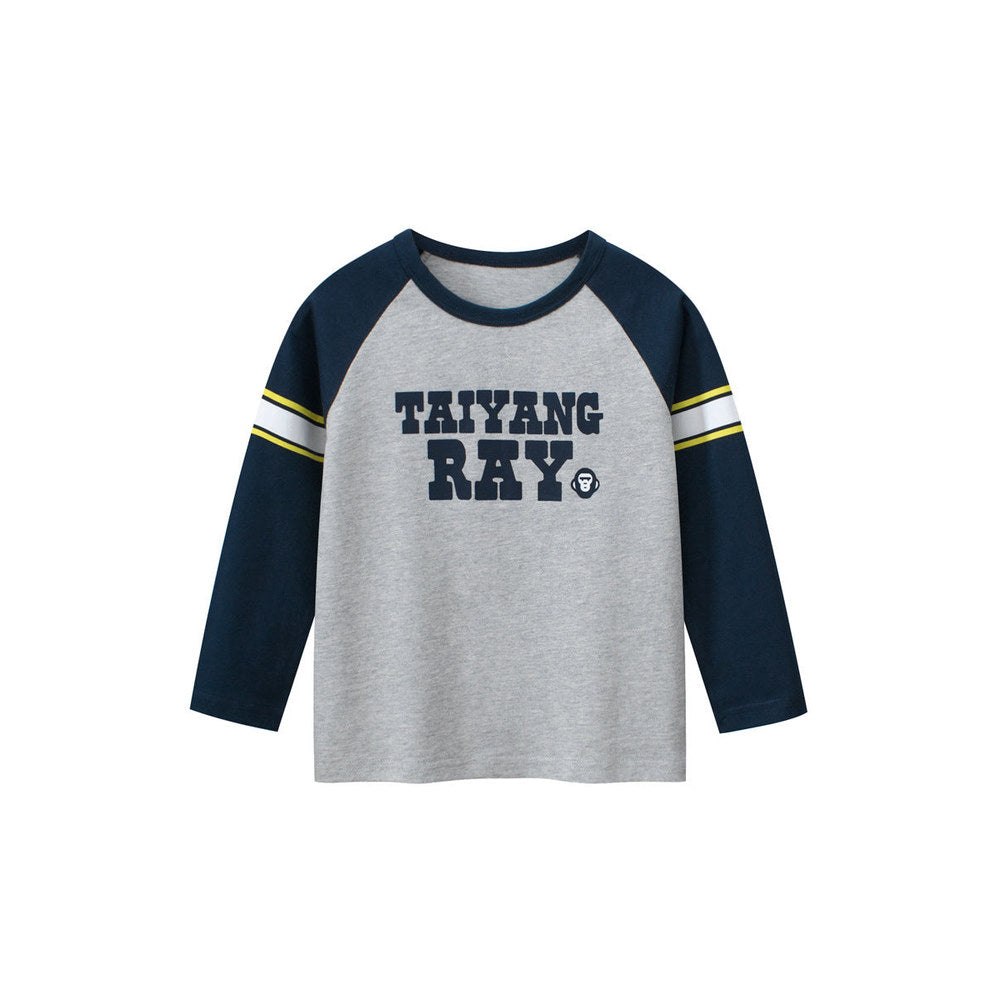MyKids-USA® Baby Boys Letters Print Striped Long Sleeves Crew Neck Base Top Shirt