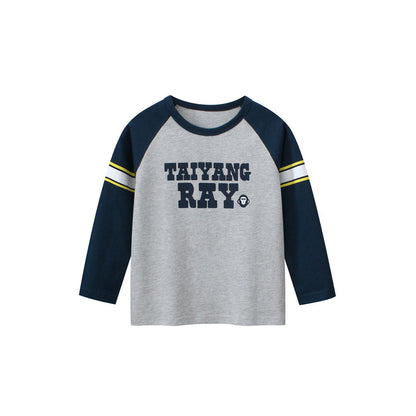 MyKids-USA® Baby Boys Letters Print Striped Long Sleeves Crew Neck Base Top Shirt
