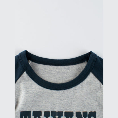 MyKids-USA® Baby Boys Letters Print Striped Long Sleeves Crew Neck Base Top Shirt