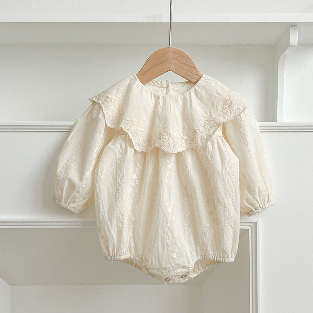 MyKids-USA® Baby Kids Girls Solid Color Flowers and Geometric Pattern Embroidery Long Sleeves bodysuit or Dress – Princess Sister Matching