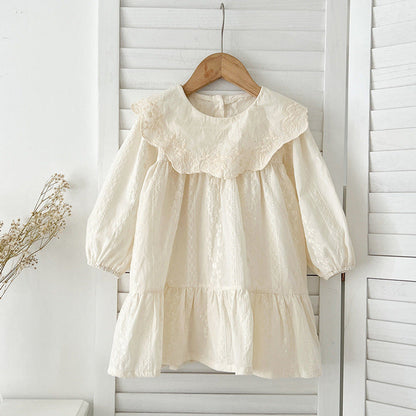 MyKids-USA® Baby Kids Girls Solid Color Flowers and Geometric Pattern Embroidery Long Sleeves bodysuit or Dress – Princess Sister Matching