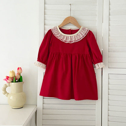 Arrival Autumn Baby Kids Girls Dots Pattern Collar Long Sleeves bodysuit and Dress – Princess Sister Matching Set
