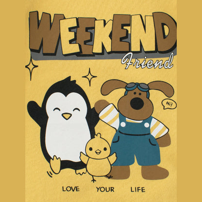 MyKids-USA® Baby Boys Cartoon Animals Friend Print Color Patchwork Long Sleeves Crew Neck Base Top Shirt