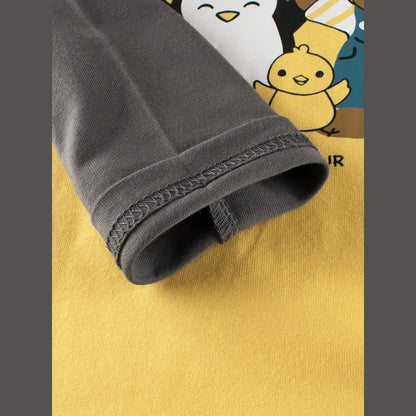 MyKids-USA® Baby Boys Cartoon Animals Friend Print Color Patchwork Long Sleeves Crew Neck Base Top Shirt