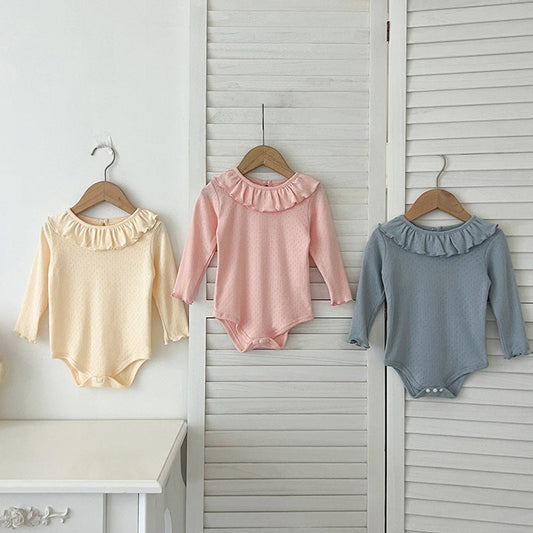 MyKids-USA® Design Baby Girls Long Sleeves Hollow-out Pattern with Cute Collar bodysuit