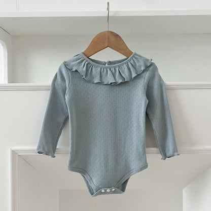 MyKids-USA® Design Baby Girls Long Sleeves Hollow-out Pattern with Cute Collar bodysuit