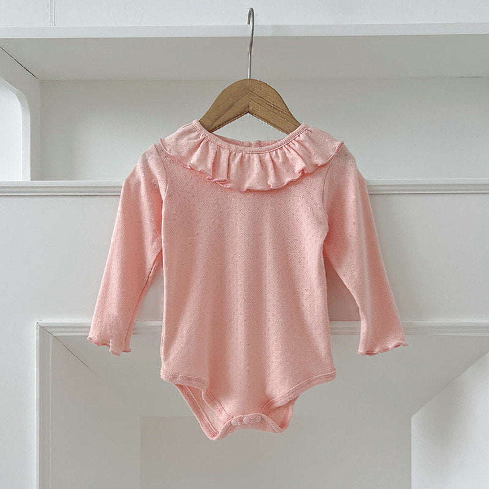 MyKids-USA® Design Baby Girls Long Sleeves Hollow-out Pattern with Cute Collar bodysuit