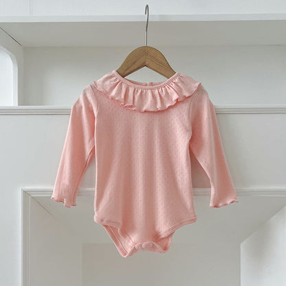 MyKids-USA® Design Baby Girls Long Sleeves Hollow-out Pattern with Cute Collar bodysuit
