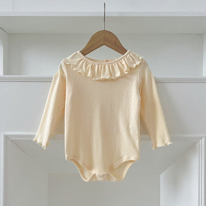 MyKids-USA® Design Baby Girls Long Sleeves Hollow-out Pattern with Cute Collar bodysuit