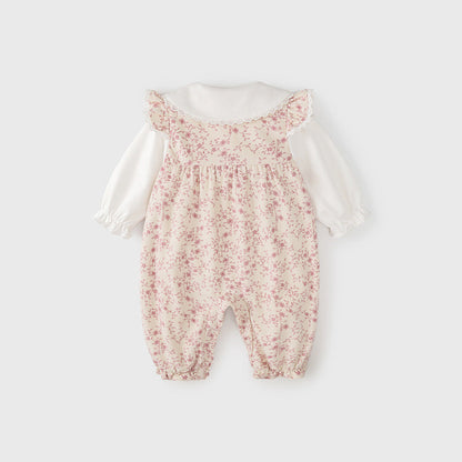 MyKids-USA® Baby Girls Flowers Pattern Single Breasted Romper with Cute Collar