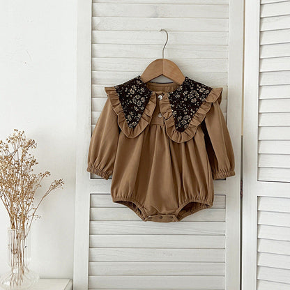 MyKids-USA® Vintage Flowers Pattern Embroidery Collar Baby Kids Girls bodysuit or Dress – Princess Sister Matching