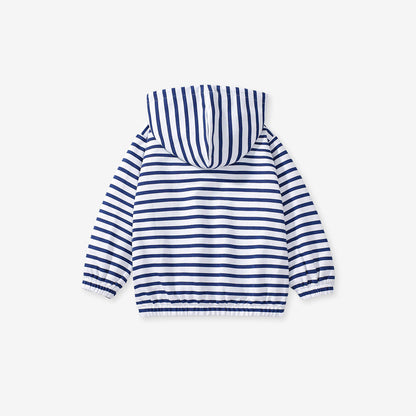 MyKids-USA® Baby Kids Girls Shark Pattern Pocketed Zip-up Striped Hoodie