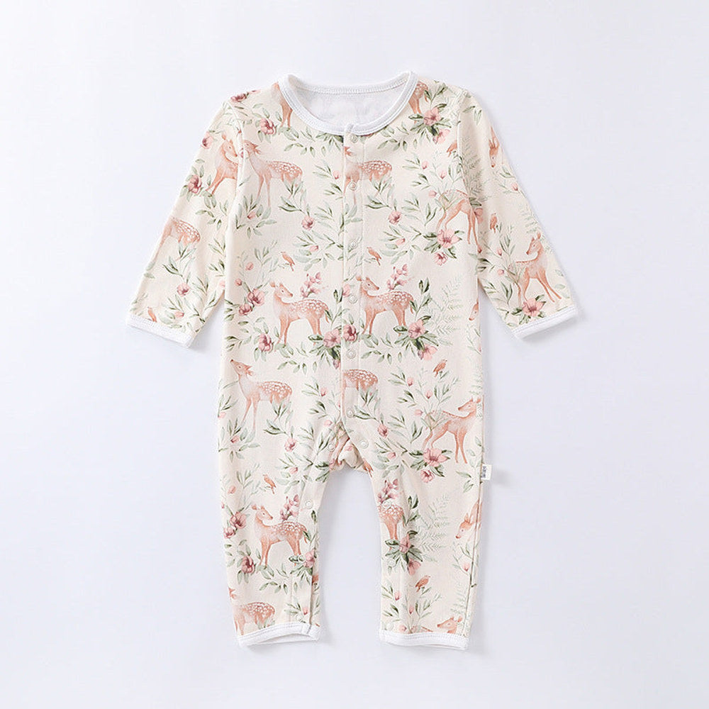 MyKids-USA® Baby Unisex Animals Pattern Long Sleeves Crew Neck Single Breasted Rompers