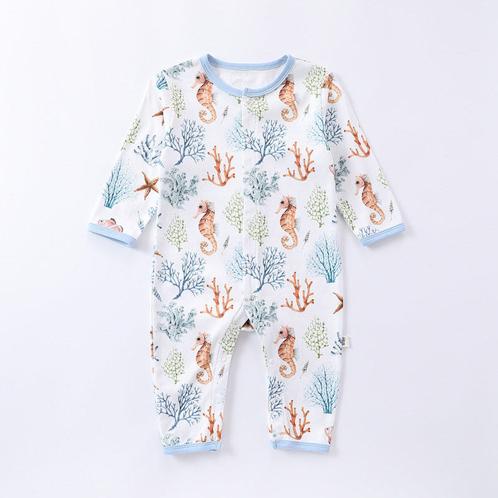 MyKids-USA® Baby Unisex Animals Pattern Long Sleeves Crew Neck Single Breasted Rompers