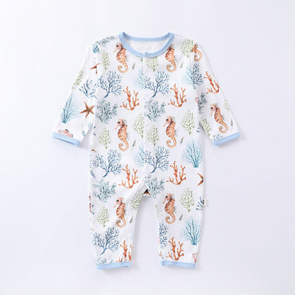 MyKids-USA® Baby Unisex Animals Pattern Long Sleeves Crew Neck Single Breasted Rompers