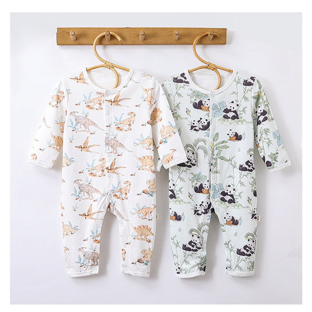 MyKids-USA® Baby Unisex Animals Pattern Long Sleeves Crew Neck Single Breasted Rompers