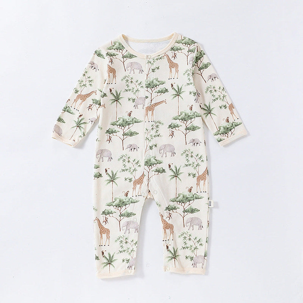 MyKids-USA® Baby Unisex Animals Pattern Long Sleeves Crew Neck Single Breasted Rompers