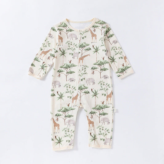 MyKids-USA® Baby Unisex Animals Pattern Long Sleeves Crew Neck Single Breasted Rompers