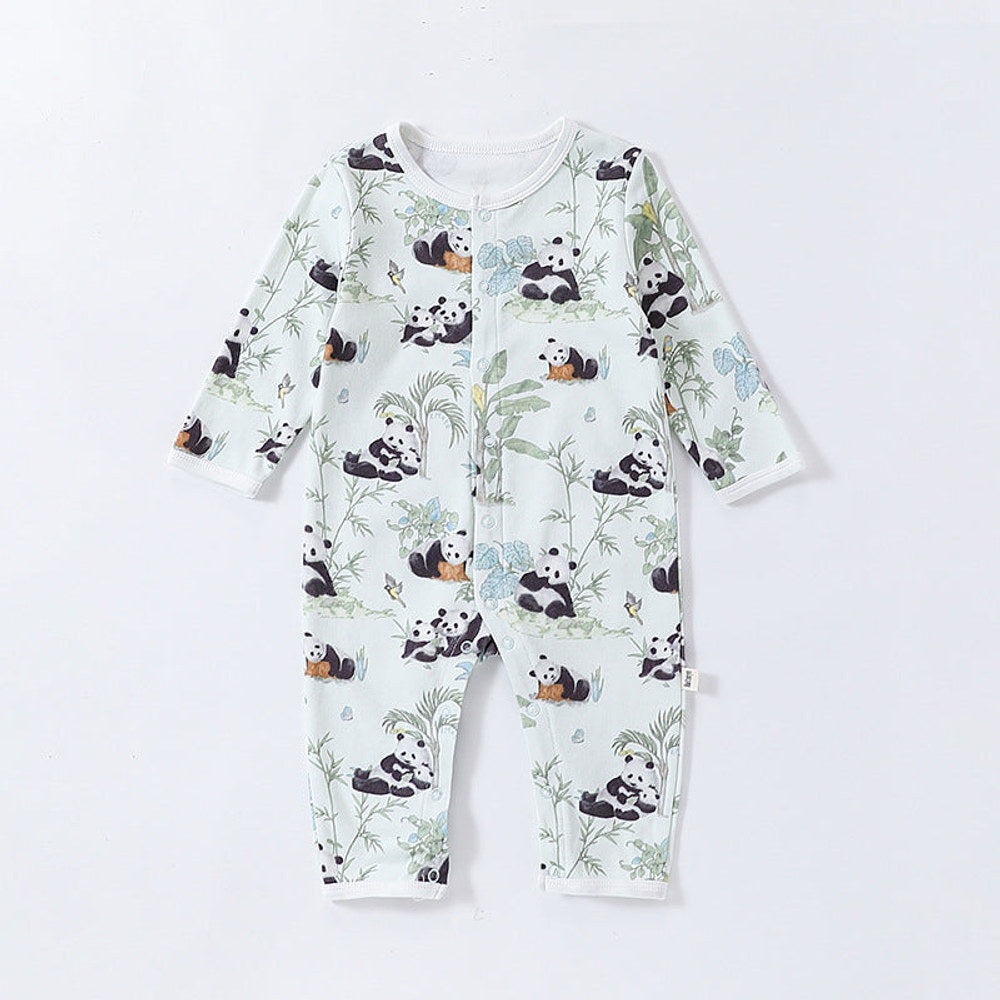 MyKids-USA® Baby Unisex Animals Pattern Long Sleeves Crew Neck Single Breasted Rompers