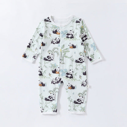 MyKids-USA® Baby Unisex Animals Pattern Long Sleeves Crew Neck Single Breasted Rompers