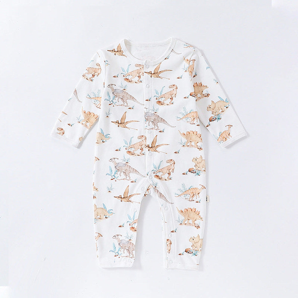 MyKids-USA® Baby Unisex Animals Pattern Long Sleeves Crew Neck Single Breasted Rompers