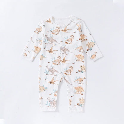 MyKids-USA® Baby Unisex Animals Pattern Long Sleeves Crew Neck Single Breasted Rompers