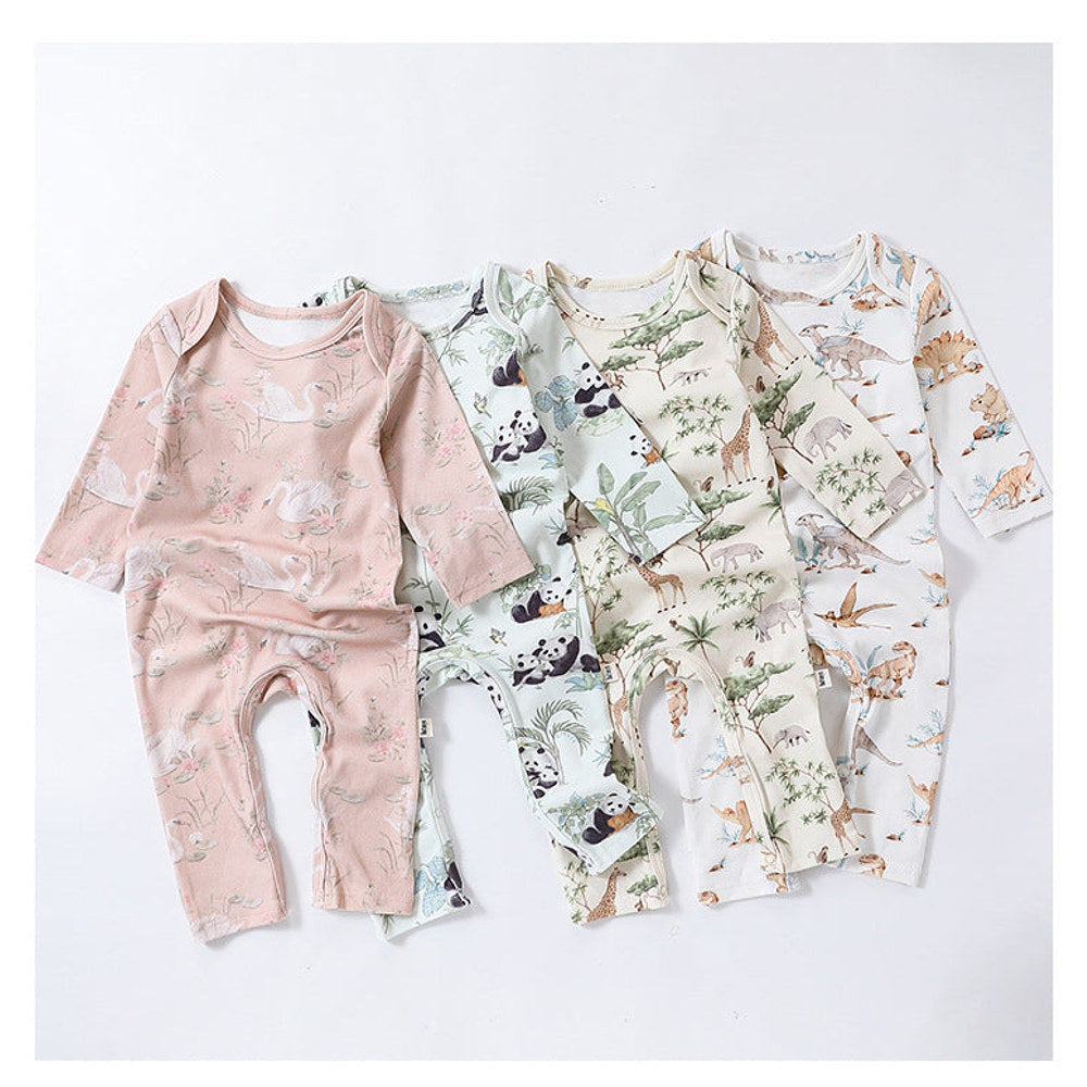 MyKids-USA® Baby Unisex Animals Pattern Long Sleeves Crew Neck Rompers