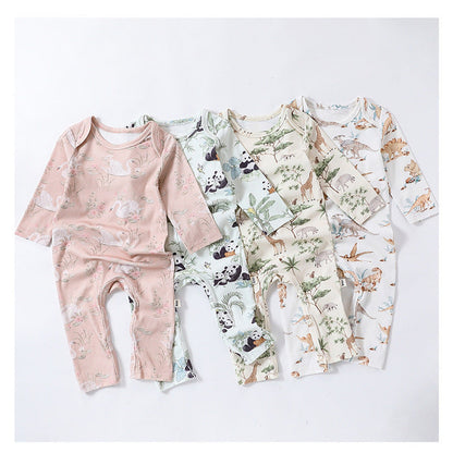 MyKids-USA® Baby Unisex Animals Pattern Long Sleeves Crew Neck Rompers