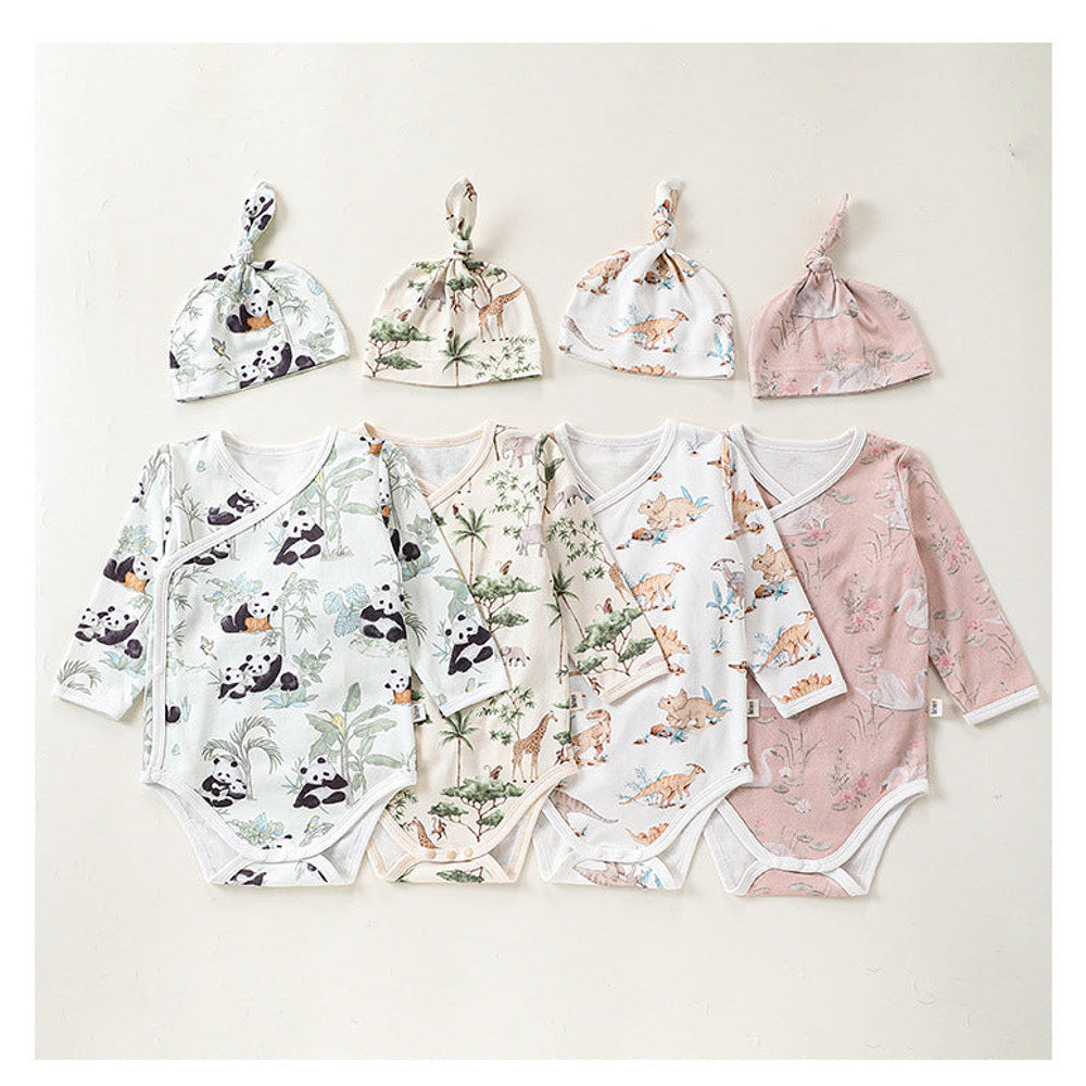 MyKids-USA® Baby Unisex Cartoon Animals Pattern bodysuit with Hat