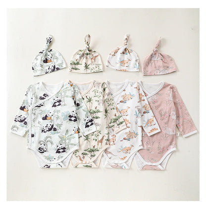 MyKids-USA® Baby Unisex Cartoon Animals Pattern bodysuit with Hat