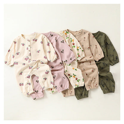 MyKids-USA® Baby Unisex Cartoon Fruits Pattern Long Sleeves Crew Neck Rompers