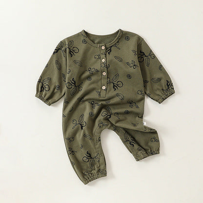 MyKids-USA® Baby Unisex Cartoon Fruits Pattern Long Sleeves Crew Neck Rompers