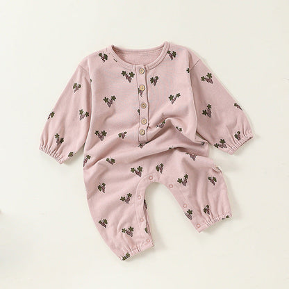 MyKids-USA® Baby Unisex Cartoon Fruits Pattern Long Sleeves Crew Neck Rompers
