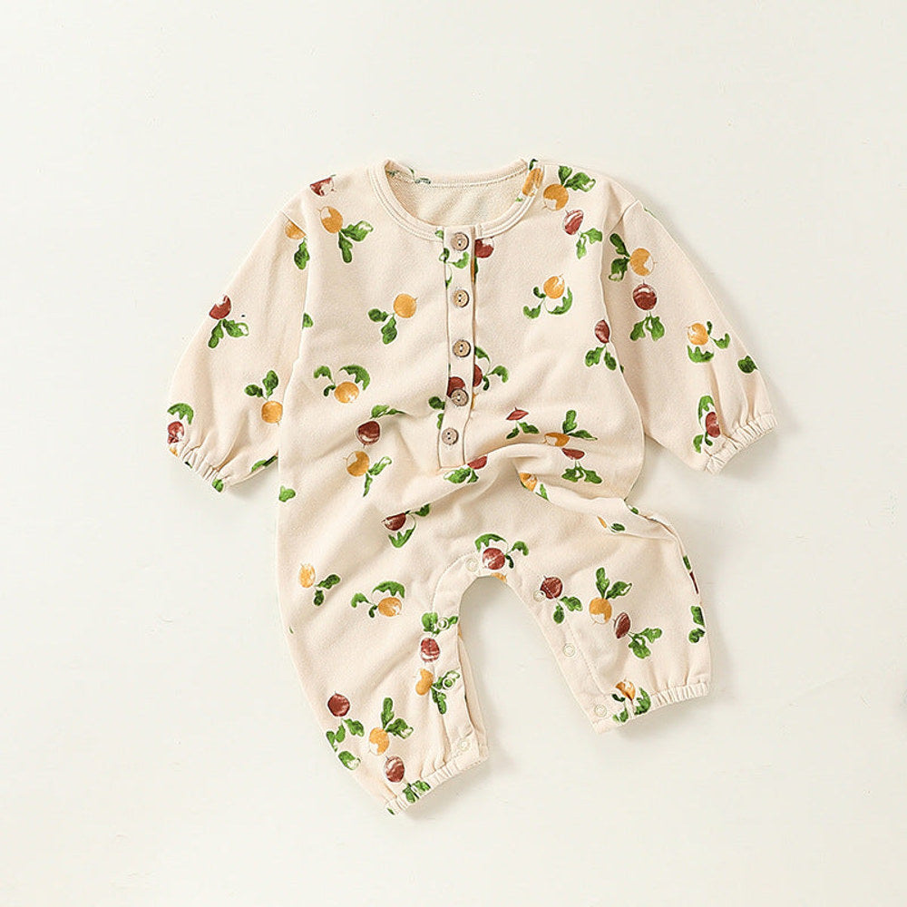 MyKids-USA® Baby Unisex Cartoon Fruits Pattern Long Sleeves Crew Neck Rompers