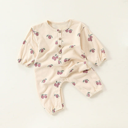 MyKids-USA® Baby Unisex Cartoon Fruits Pattern Long Sleeves Crew Neck Rompers