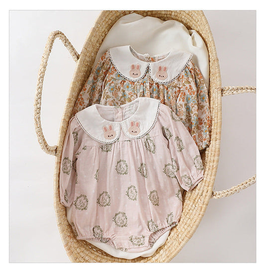 MyKids-USA® Baby Girls Flowers and Rabbits Pattern bodysuit