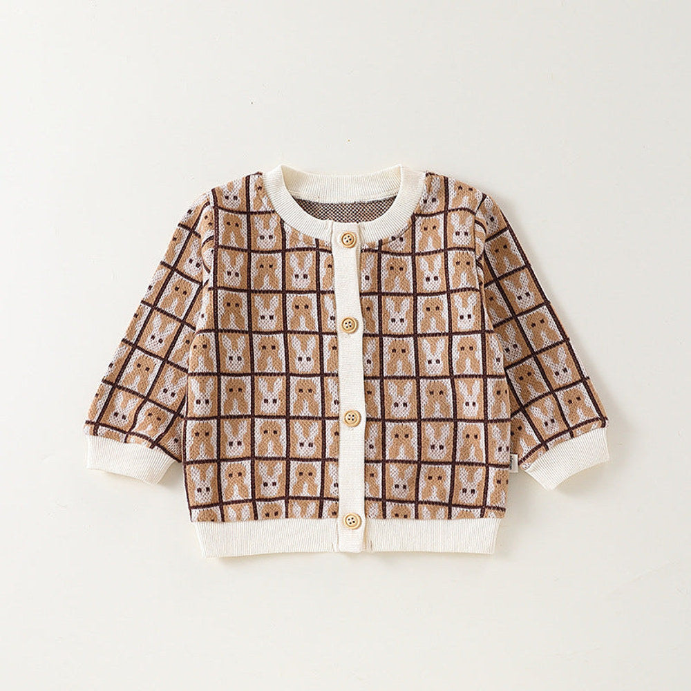 MyKids-USA® Baby Kids Unisex Comfortable Animals and Geometric Pattern Knitted Long Sleeves Cardigan