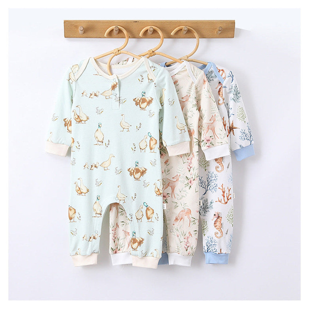 MyKids-USA® Baby Unisex Animals Pattern Long Sleeves Crew Neck Rompers