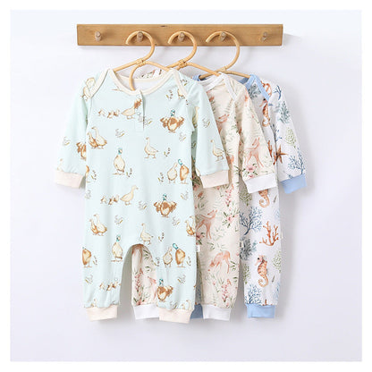 MyKids-USA® Baby Unisex Animals Pattern Long Sleeves Crew Neck Rompers