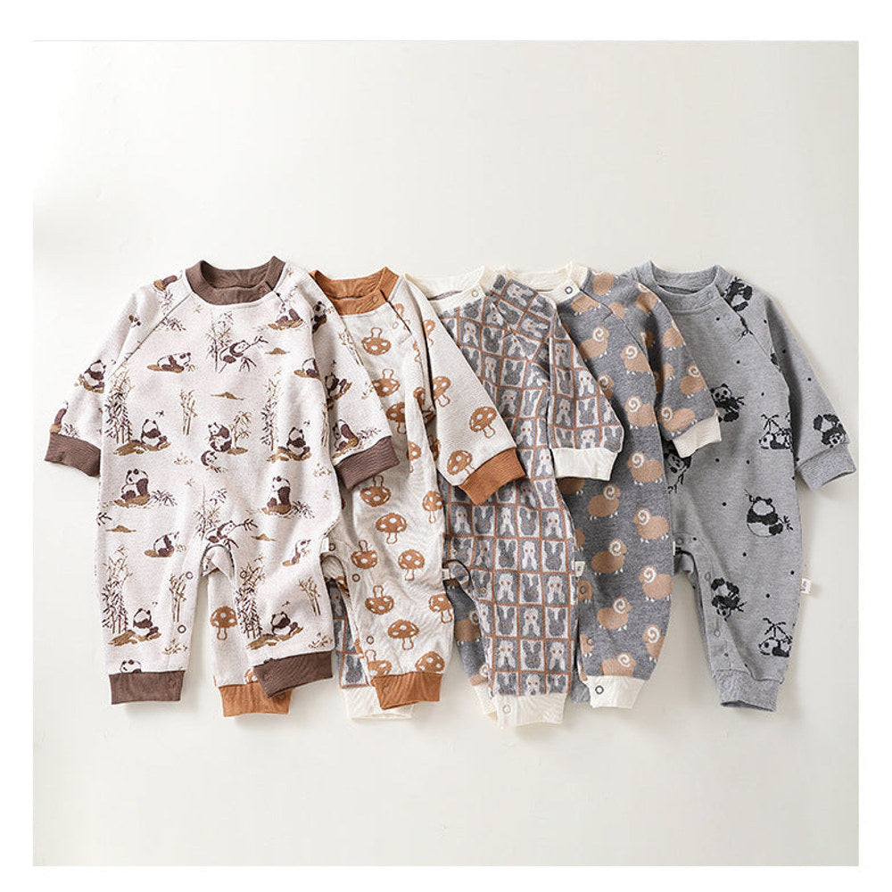 MyKids-USA® Baby Unisex Animals Pattern Long Sleeves Crew Neck Rompers