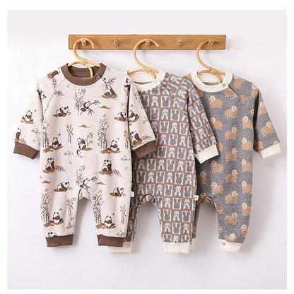 MyKids-USA® Baby Unisex Animals Pattern Long Sleeves Crew Neck Rompers