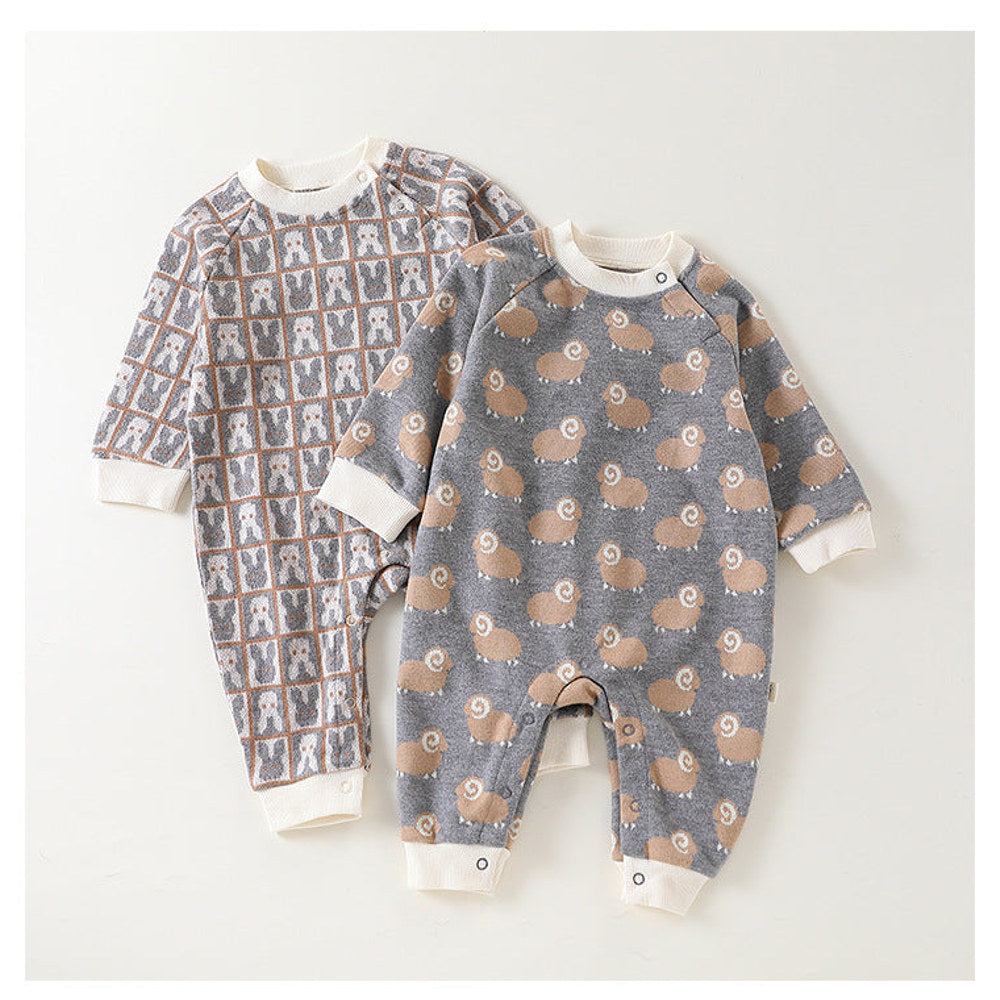 MyKids-USA® Baby Unisex Animals Pattern Long Sleeves Crew Neck Rompers