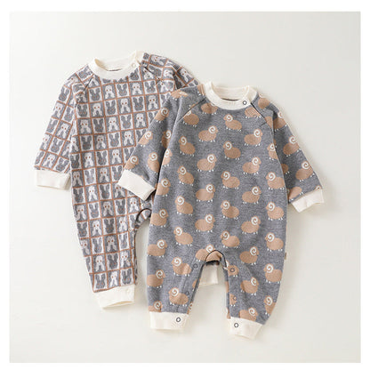 MyKids-USA® Baby Unisex Animals Pattern Long Sleeves Crew Neck Rompers