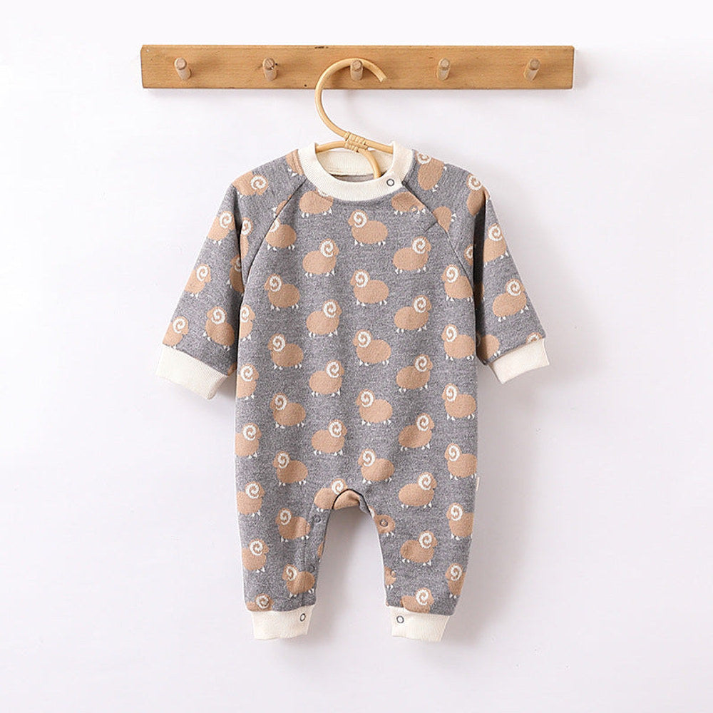 MyKids-USA® Baby Unisex Animals Pattern Long Sleeves Crew Neck Rompers