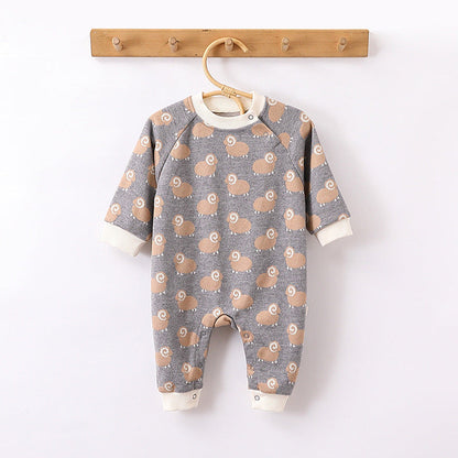 MyKids-USA® Baby Unisex Animals Pattern Long Sleeves Crew Neck Rompers