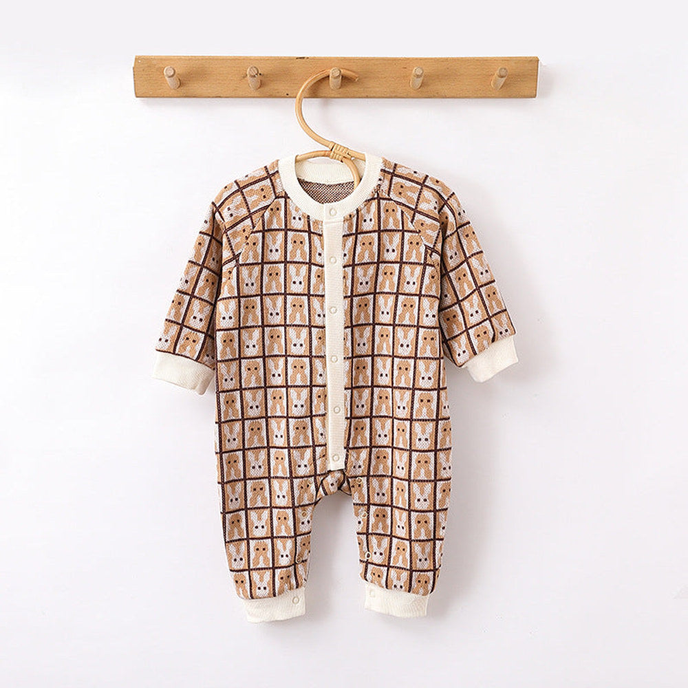 MyKids-USA® Autumn Arrival Baby Kids Unisex Comfortable Animals and Geometric Pattern Knitted Long Sleeves Rompers