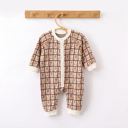 MyKids-USA® Autumn Arrival Baby Kids Unisex Comfortable Animals and Geometric Pattern Knitted Long Sleeves Rompers
