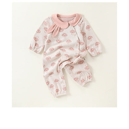 MyKids-USA® Baby Girls Rabbits Design Collar Mushrooms Pattern Romper