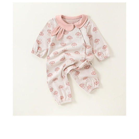 MyKids-USA® Autumn Baby Girls Rabbits Design Collar Mushrooms Pattern Romper